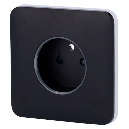 Cache-prise avant pour fiche intelligente de type E - Compatible avec AJ-OUTLETCORE-SMART-E - Indicateur LED de l'état de la prise et de la consommation d'énergie - Bouton tactile pour la commande manuelle - Rétro alimentation LED - Couleur noir